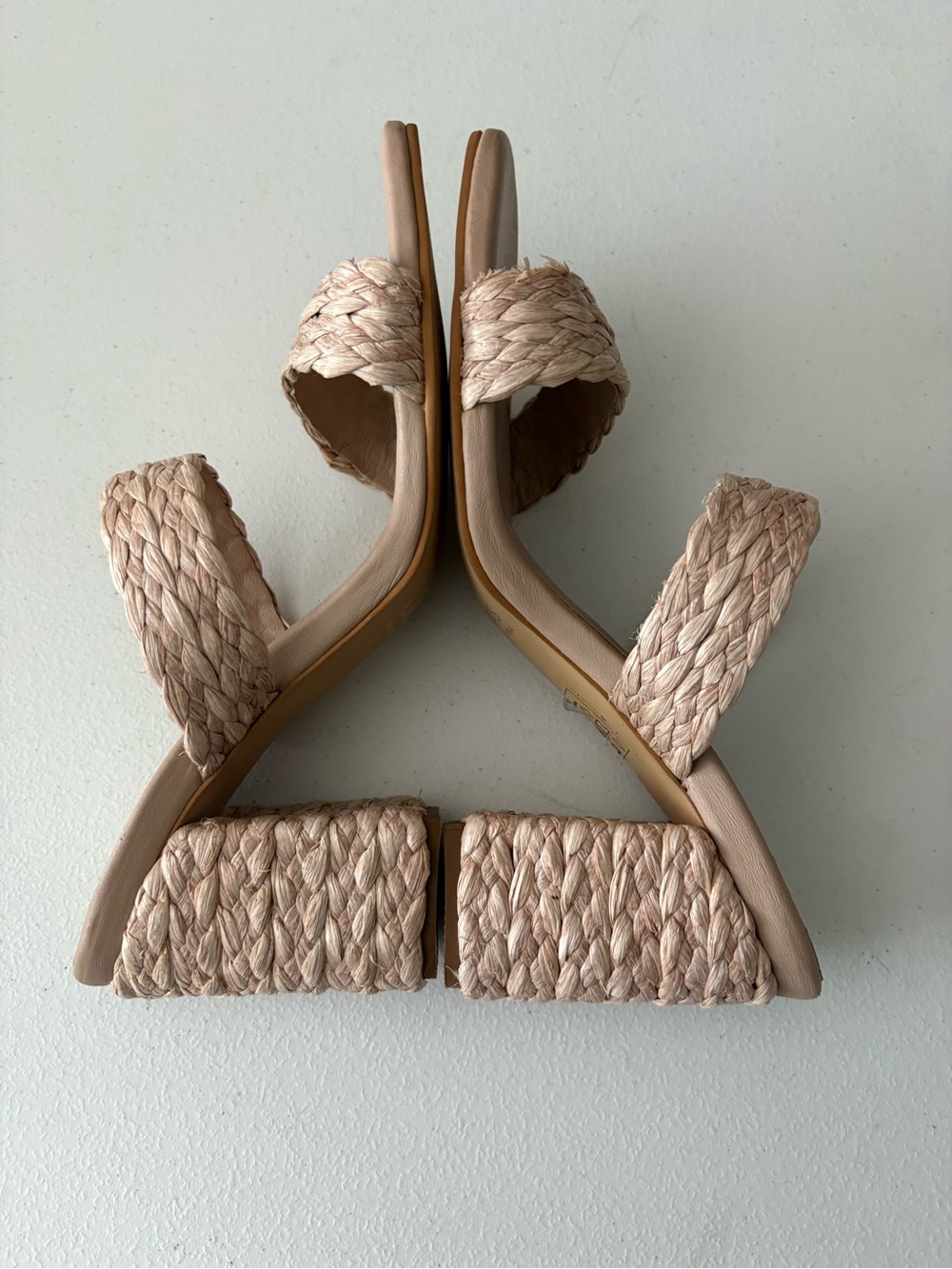 Size 9‎ Kaanas Light Beige Cream Camila Raffia Heeled Sandals